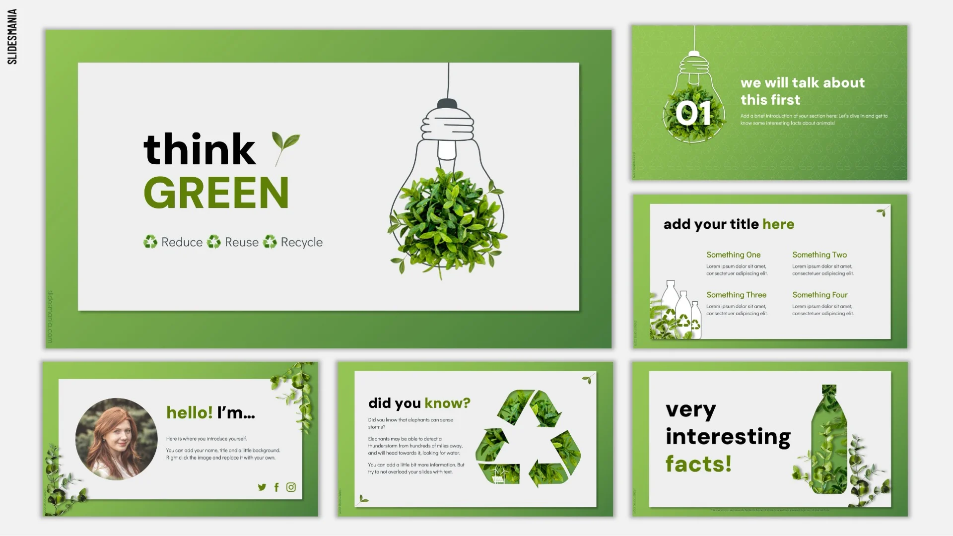 Think Green free ppt template for recycling and environmental presentations